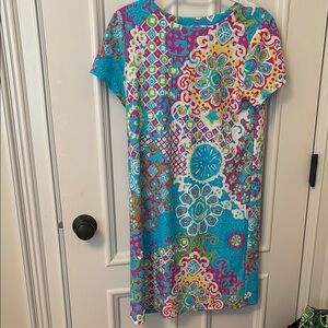 Jude Connally Blue Pink Sheath Mini Dress Casual